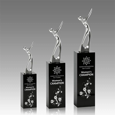 மெட்டல் கோல்ஃப் பிளாக் கிரிஸ்டல் டிராபி